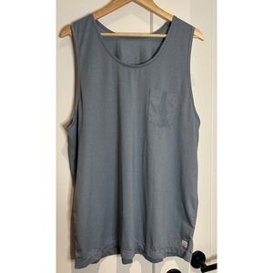 Vuori Tradewind Performance Tank Mens XL Blue Heathered Pocket Gym Shirt V142